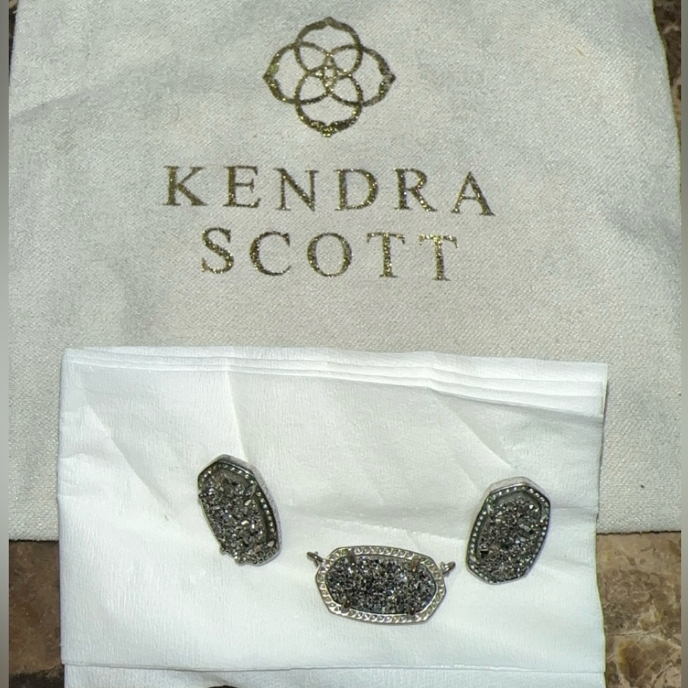 Kendra Scott Ellie Stud Drusy Earrings And Necklace Set No Chain